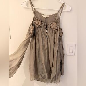 Belle France Women's Silver Floral Blouse